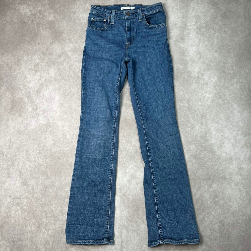 Levis 725 High Rise Bootcut Jeans Womens 26 Medium Wash Blue Denim Stretch